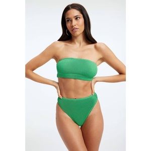 GOOD AMERICAN always fits tiny ties bikini bottom in metallic green
